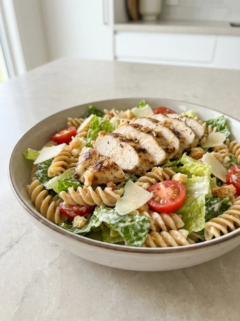 15-Minute Chicken Caesar Pasta Salad