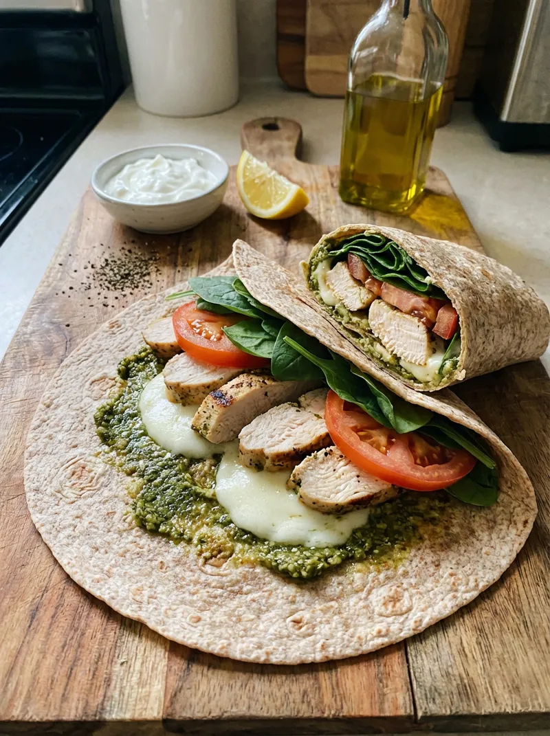 15-Minute Chicken Pesto Wrap