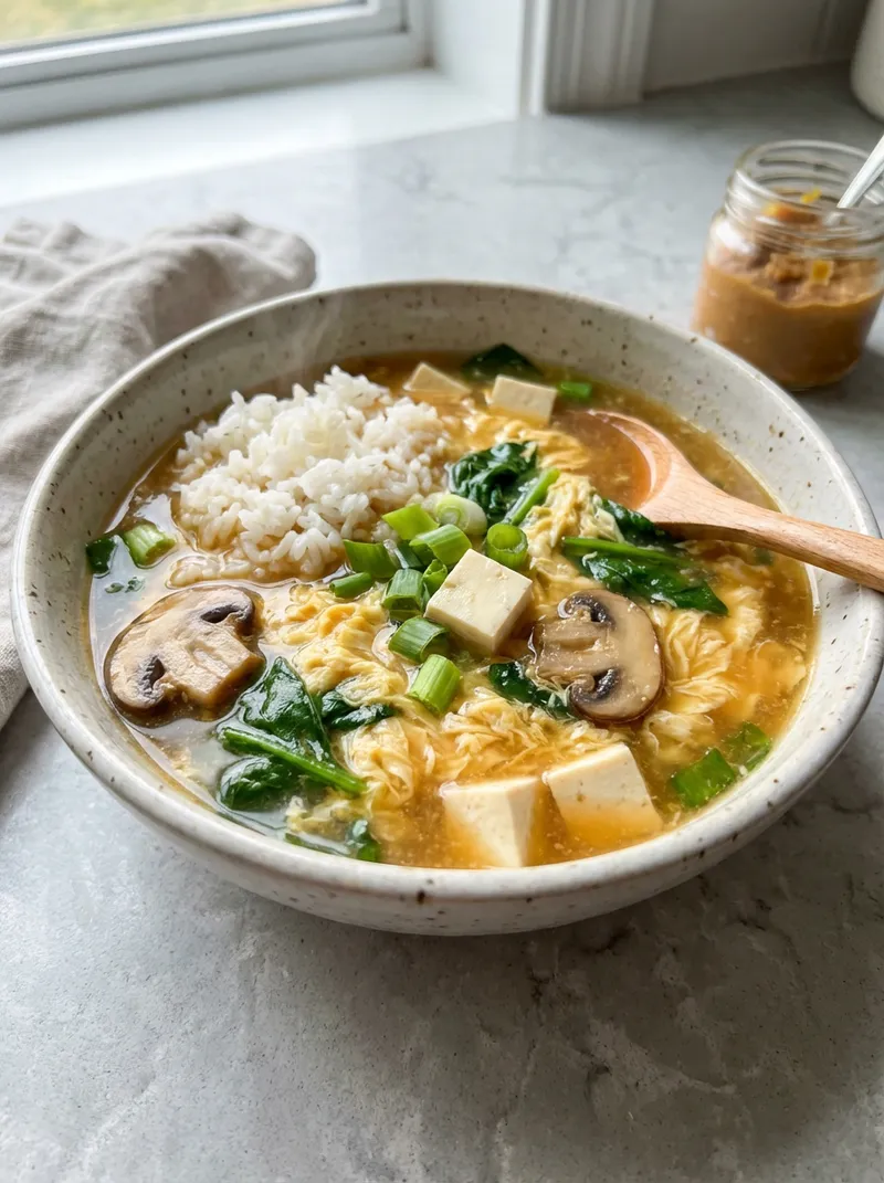 15-Minute Miso Egg Drop Soup Bowl