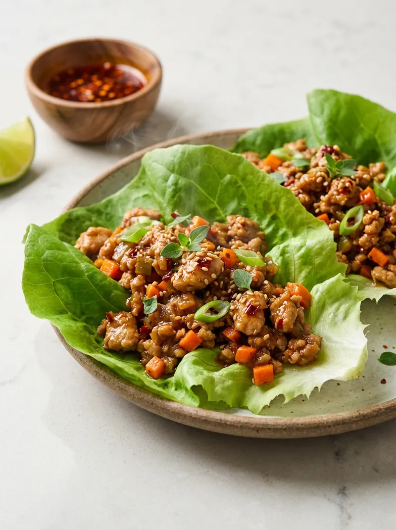 15-Minute Spicy Turkey Lettuce Cups