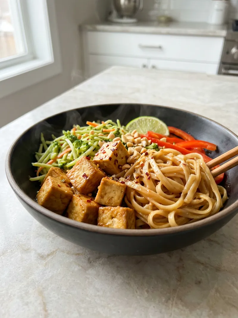 15-Minute Tofu Peanut Noodles