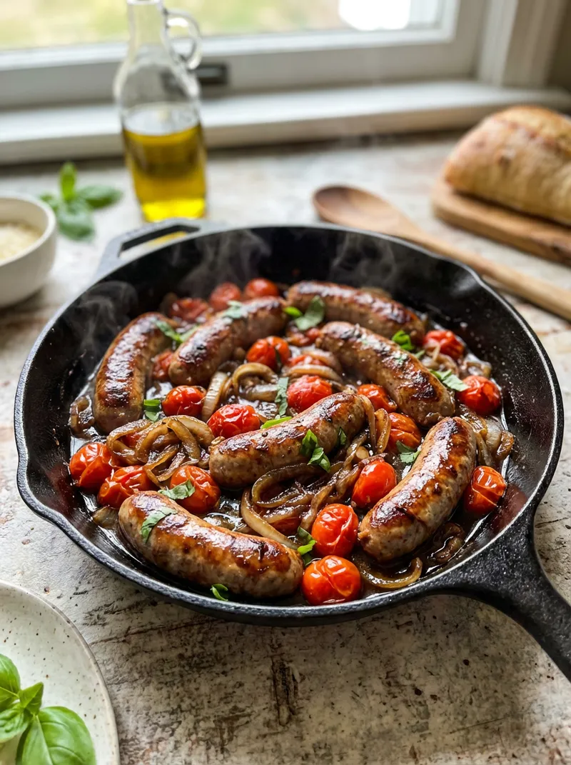 Balsamic Sausage Tomato Skillet