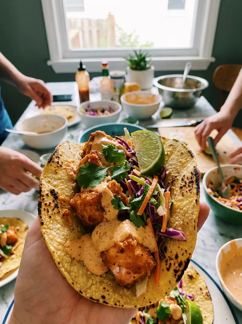 Bang Bang Salmon Tacos