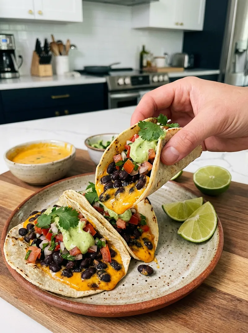 Black Bean Queso Tacos