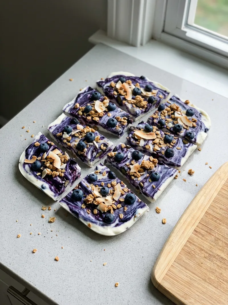 Blueberry Vanilla Frozen Yogurt Bark