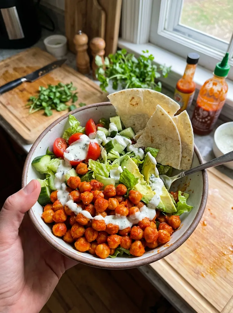 Buffalo Chickpea Wrap Bowls