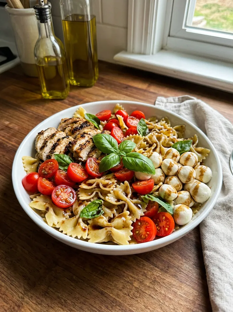 Chicken Caprese Pasta Salad Bowl