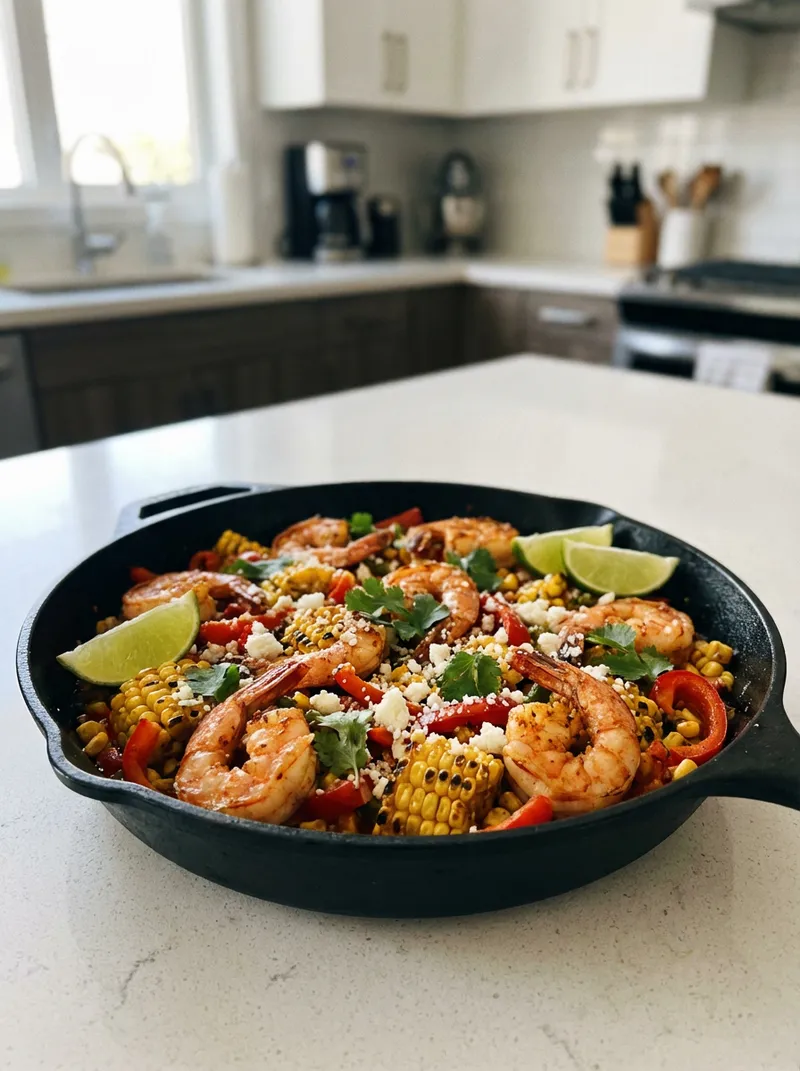 Chili Lime Shrimp Corn Skillet