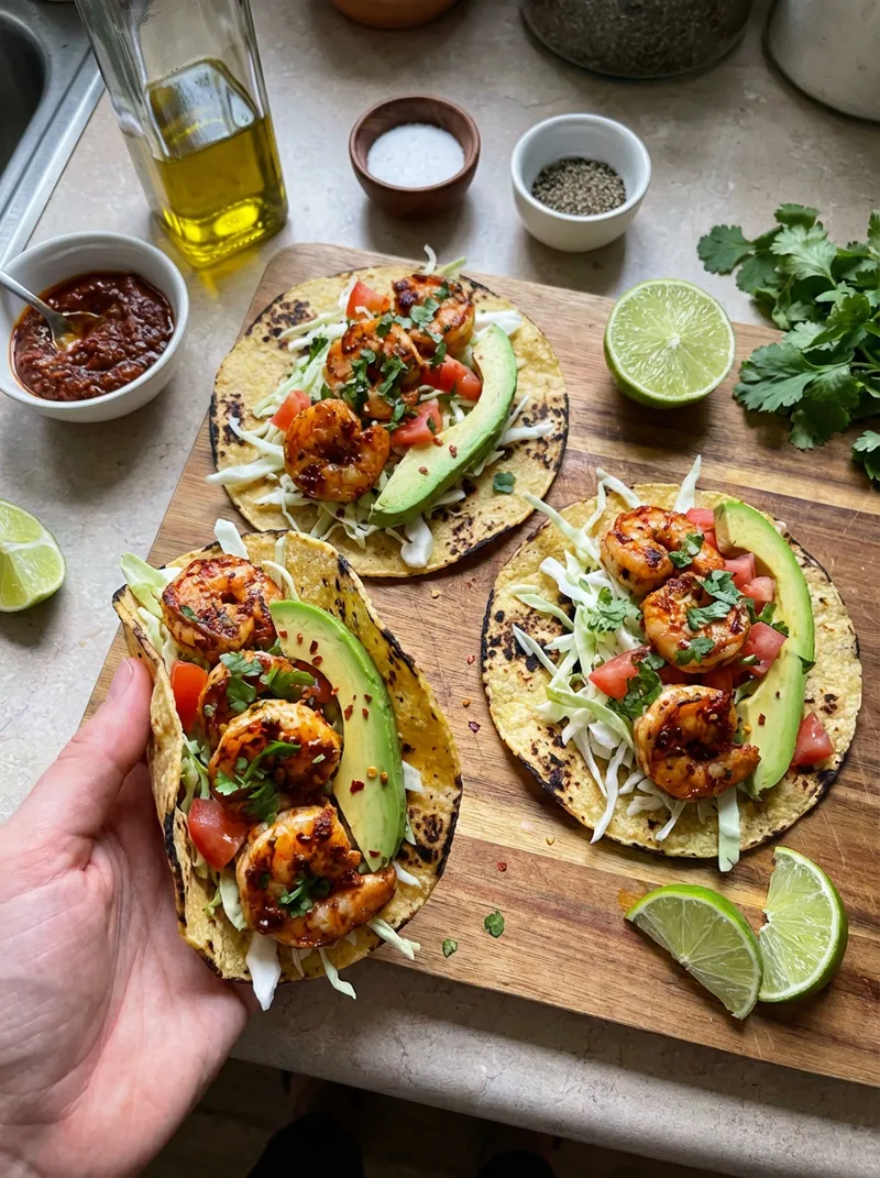 Chipotle Shrimp Avocado Tacos