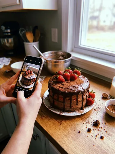 Chocolate Strawberry Layer Cake