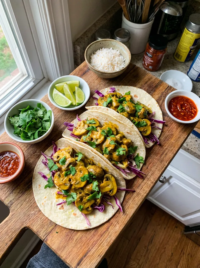 Coconut Curry Mushroom Tacos