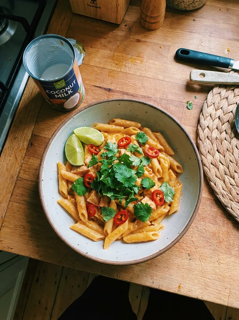 Coconut Curry Salmon Penne