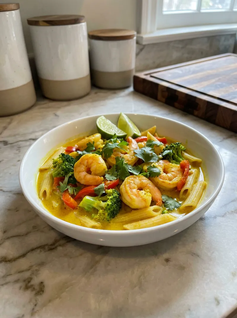 Coconut Curry Shrimp Penne