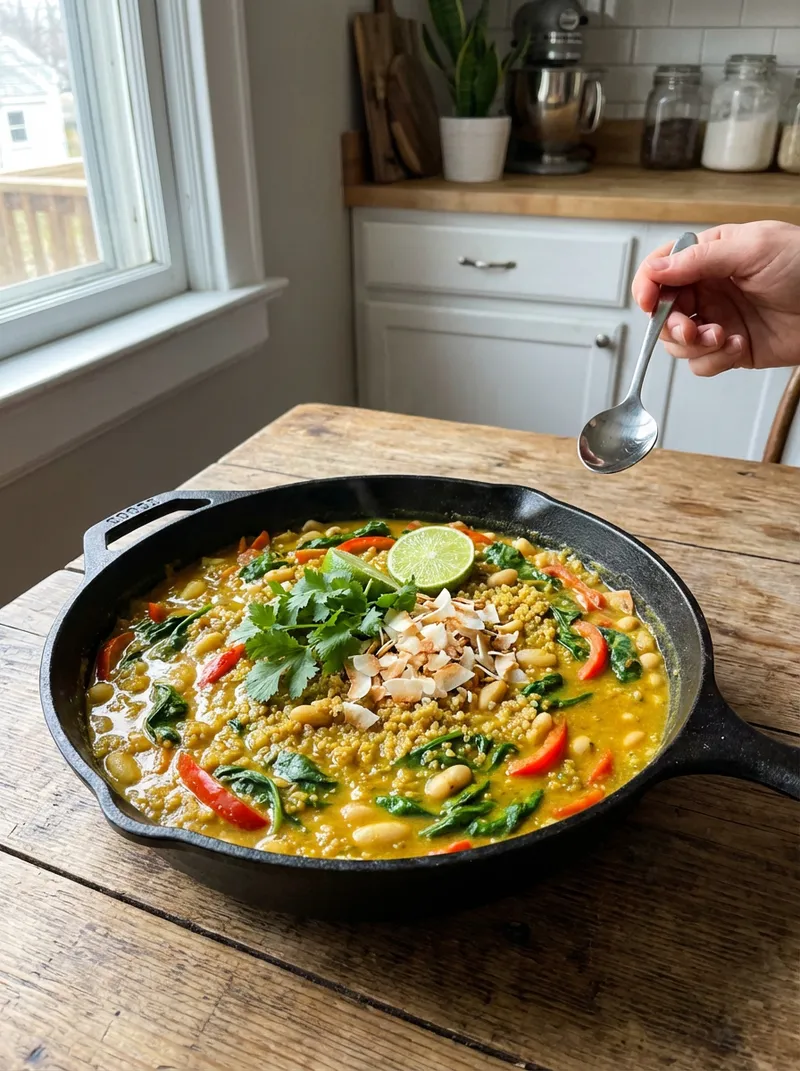 Coconut Curry White Bean Quinoa Skillet