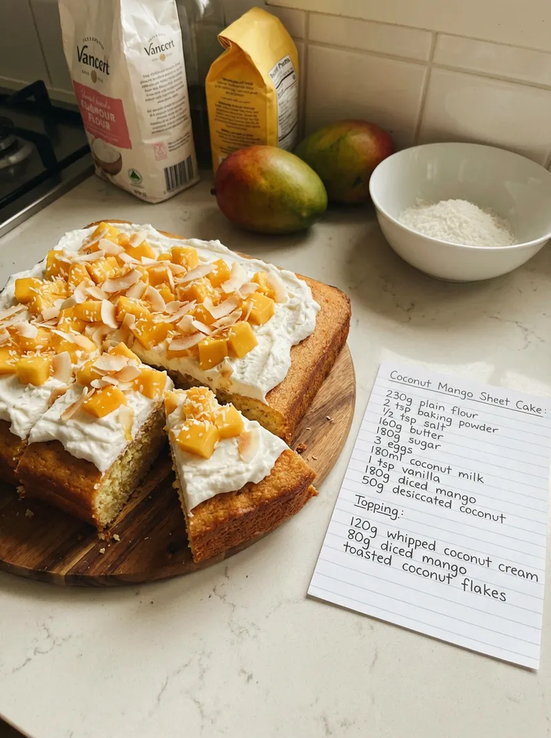 Coconut Mango Sheet Cake