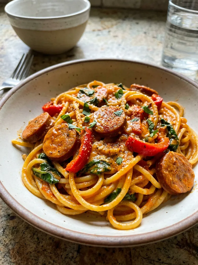 Creamy Cajun Sausage Pasta