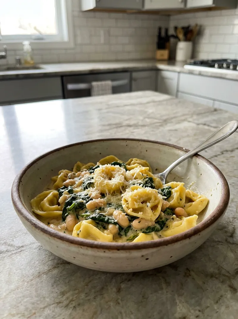 Creamy Spinach White Bean Tortellini