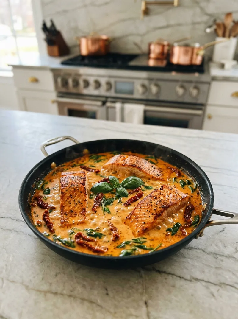 Creamy Tuscan Salmon Skillet