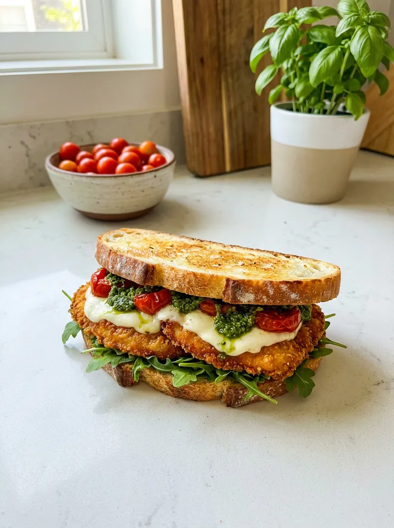 Crispy Chicken Pesto Melts