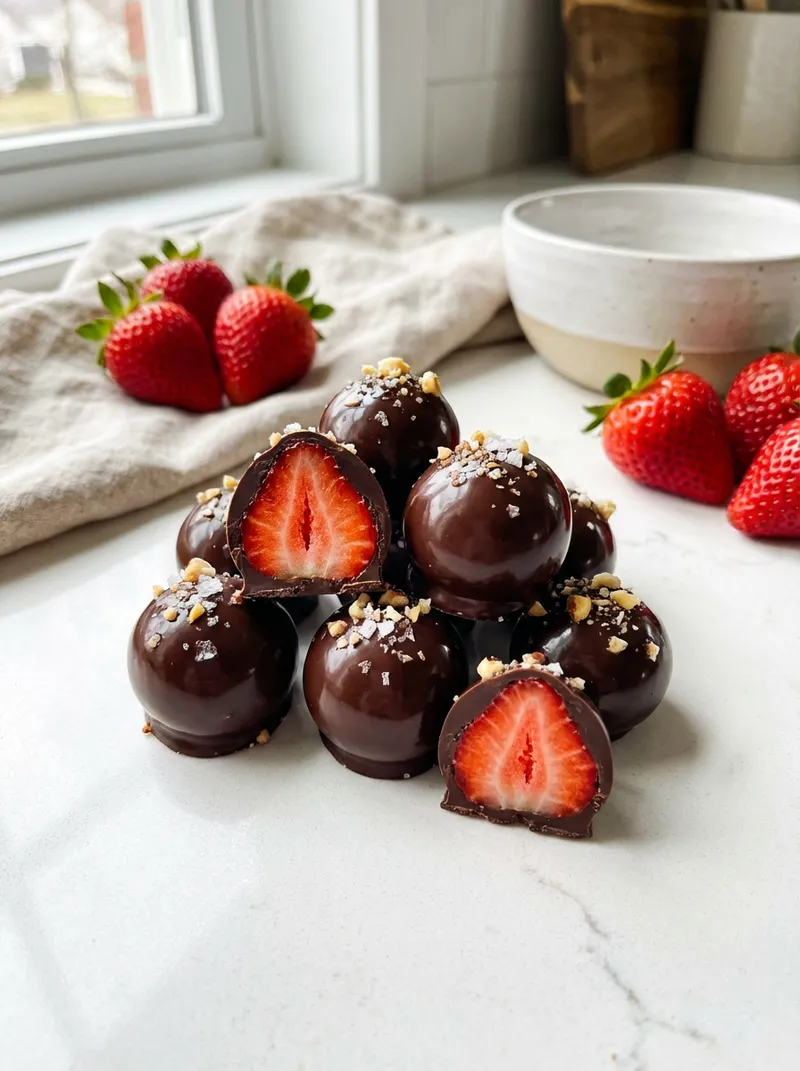 Dark Chocolate Covered Strawberry Bites