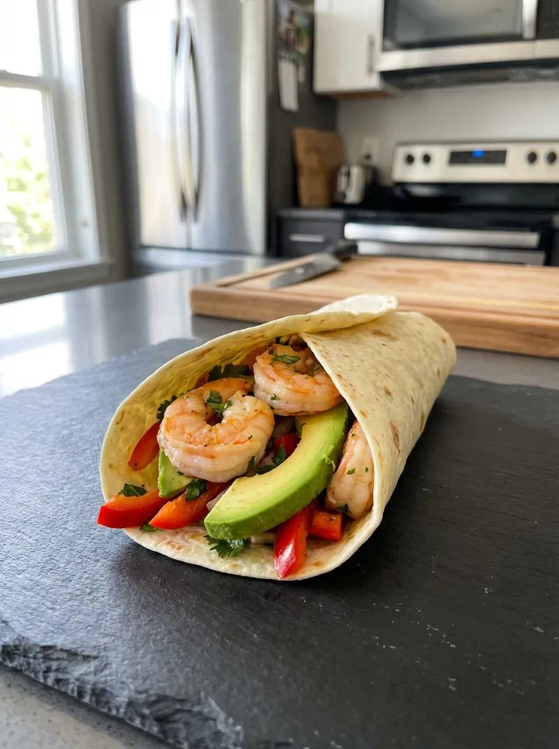 Garlic Shrimp Avocado Wraps