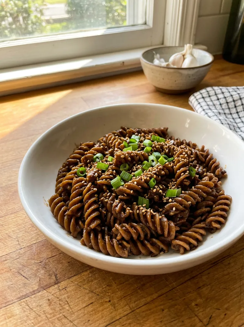 Garlic Soy Lentil Fusilli