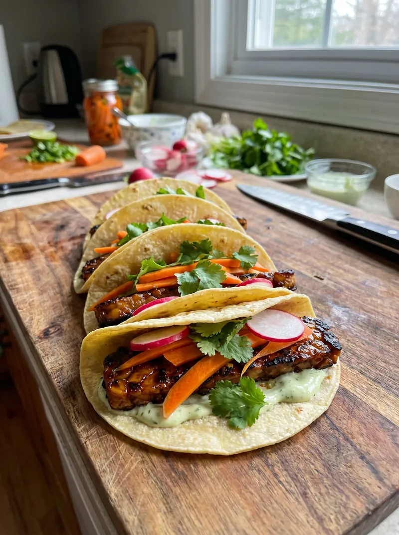 Garlic Soy Tempeh Tacos