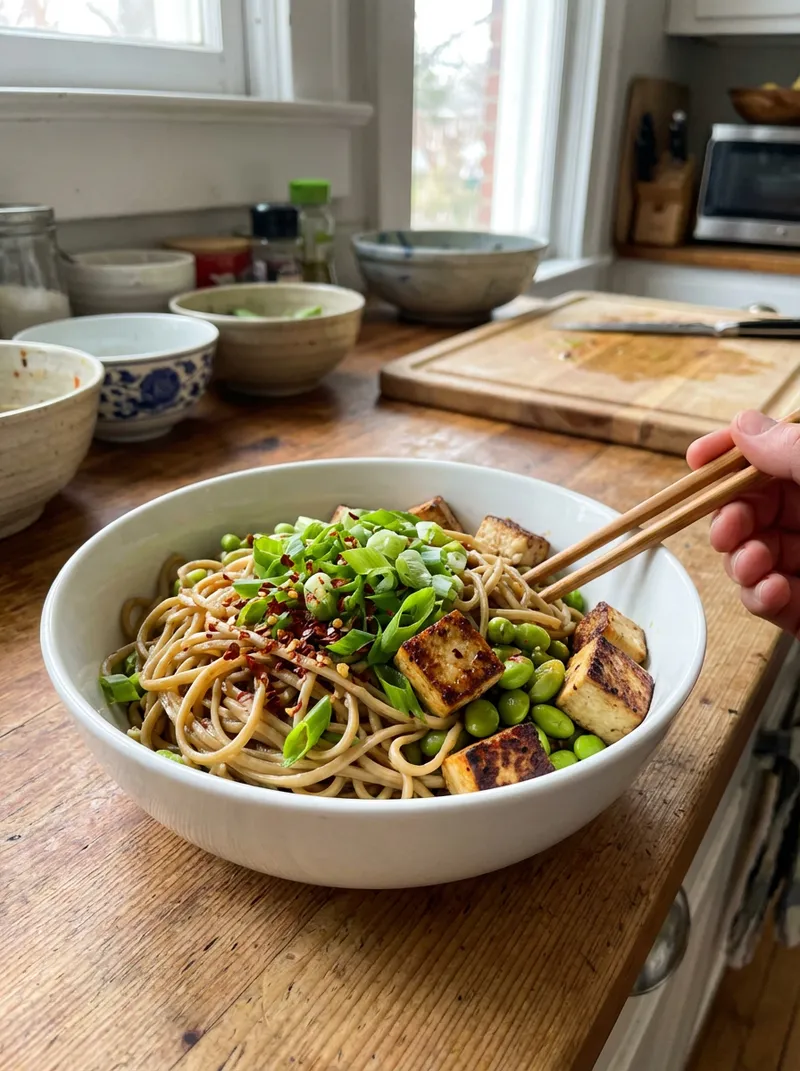 Garlic Soy Tofu Soba