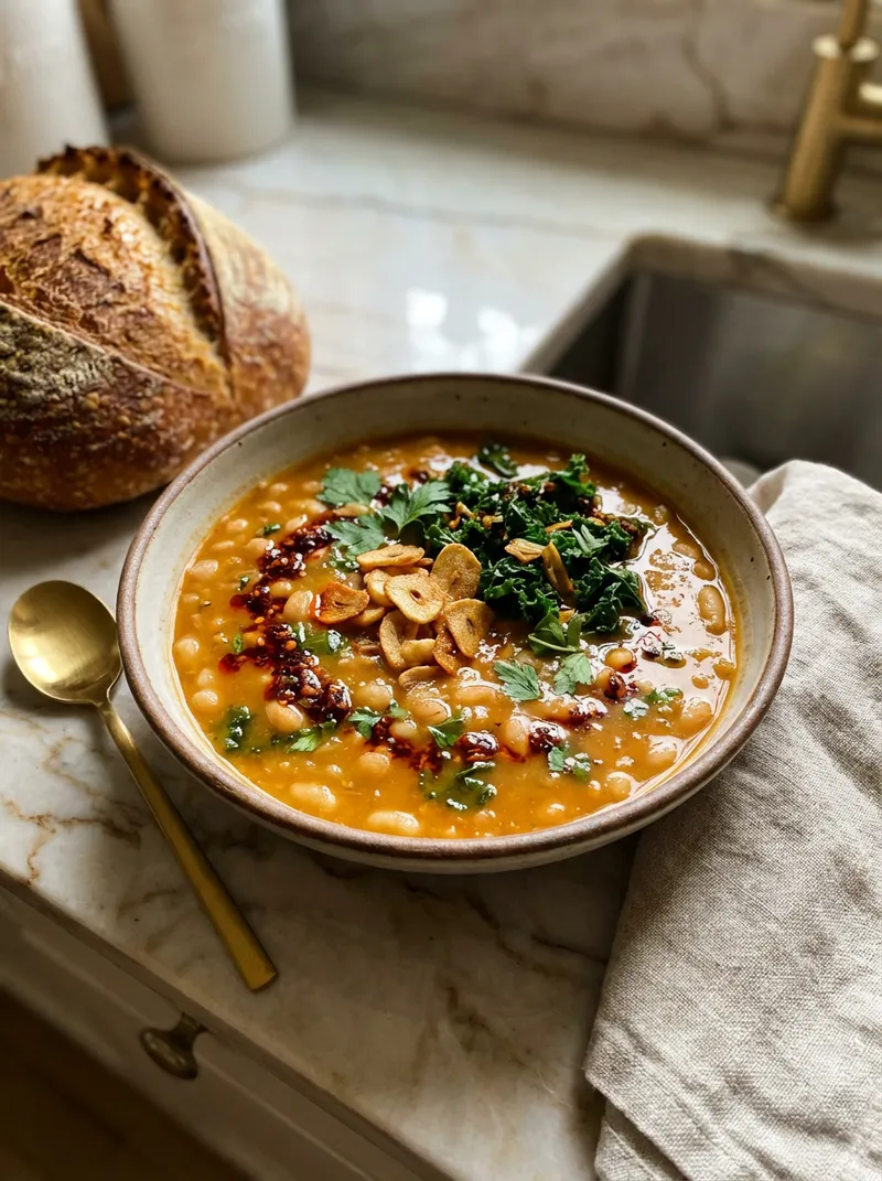Garlic Soy White Bean Soup