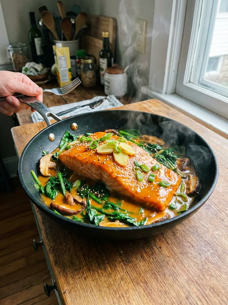 Ginger Miso Salmon Skillet