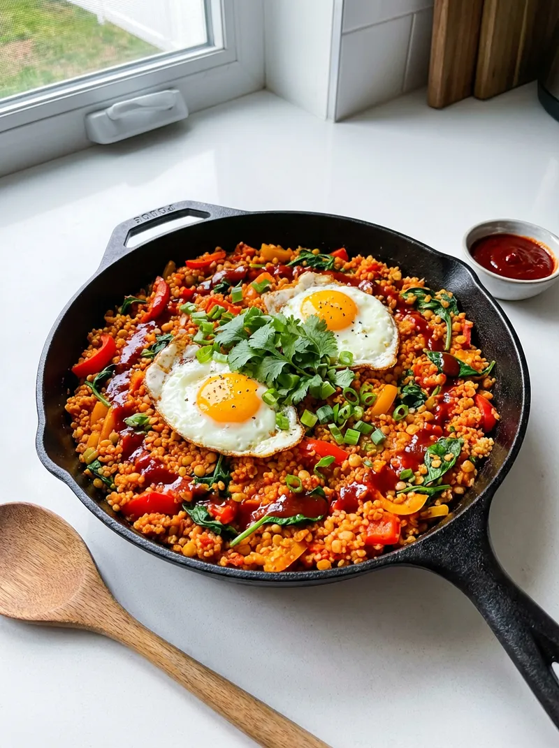 Gochujang Lentil Couscous Skillet