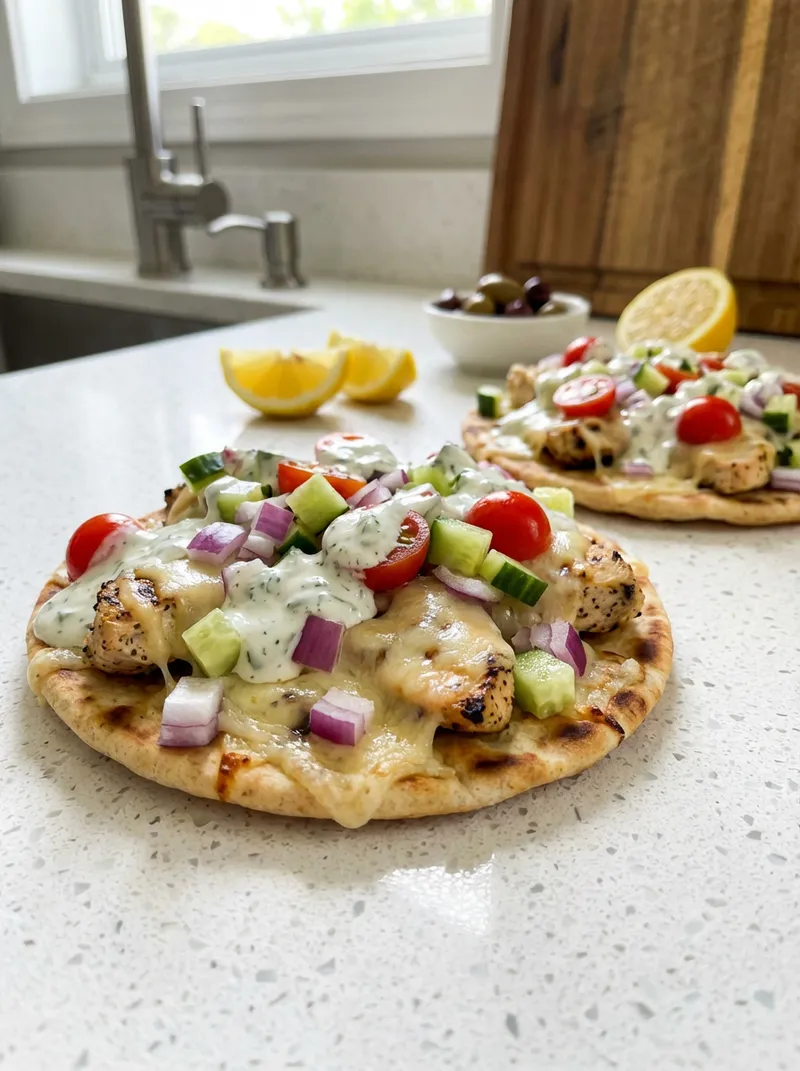 Greek Chicken Pita Melts