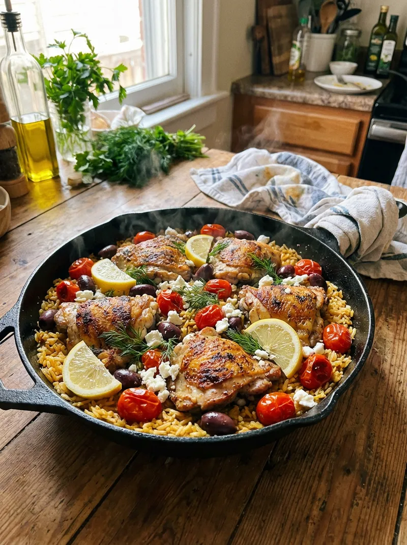 Greek Chicken Rice Skillet