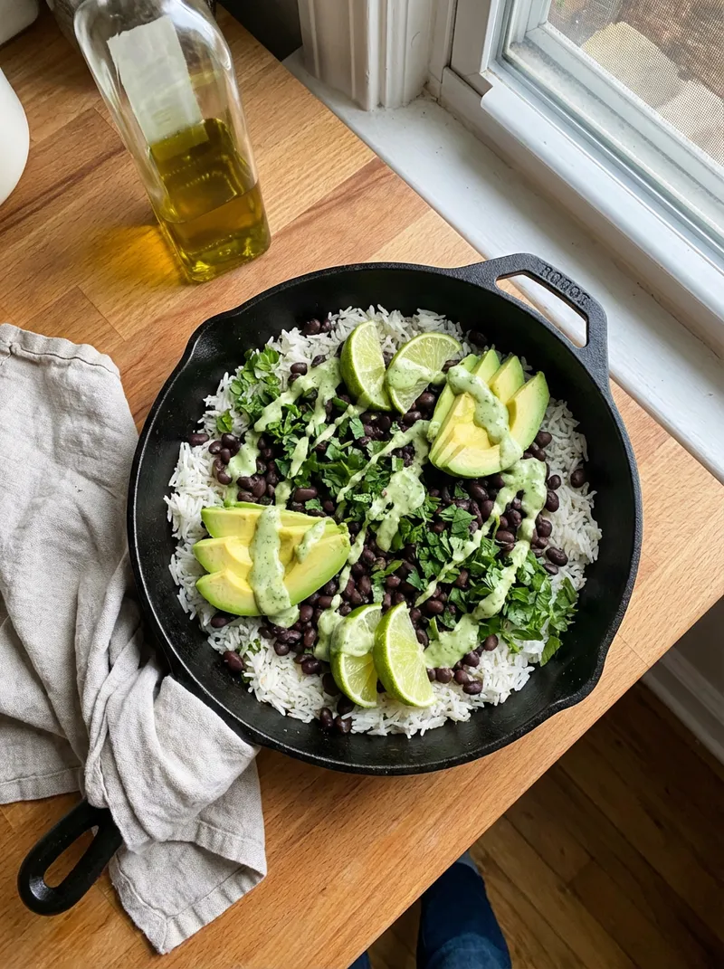 Green Goddess Black Bean Basmati Rice Skillet