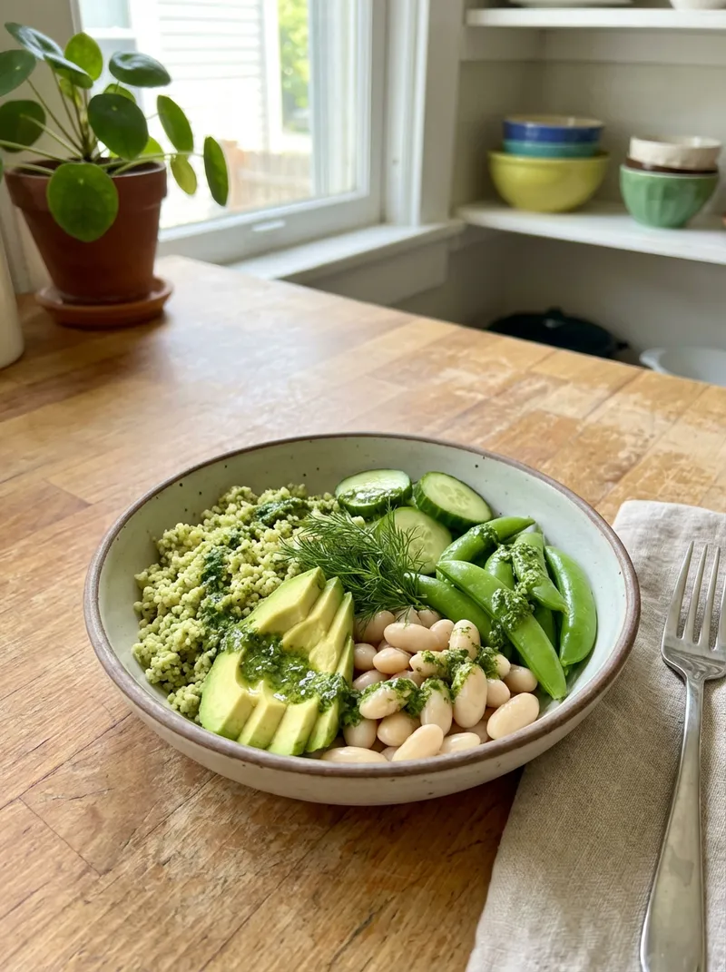 Green Goddess White Bean Couscous Bowls