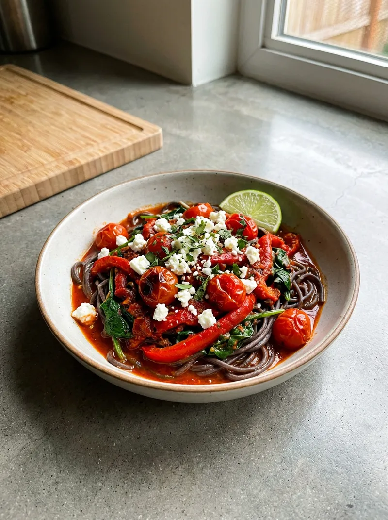 Harissa Black Bean Soba