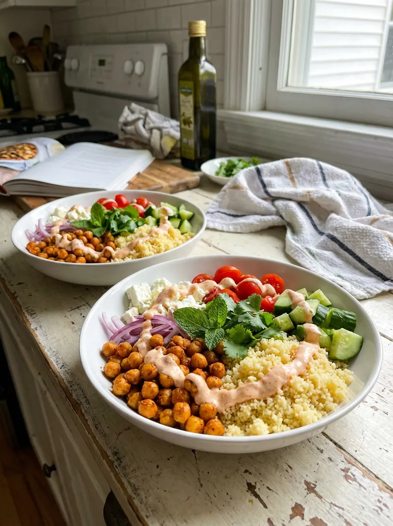 Harissa Chickpea Couscous Bowls