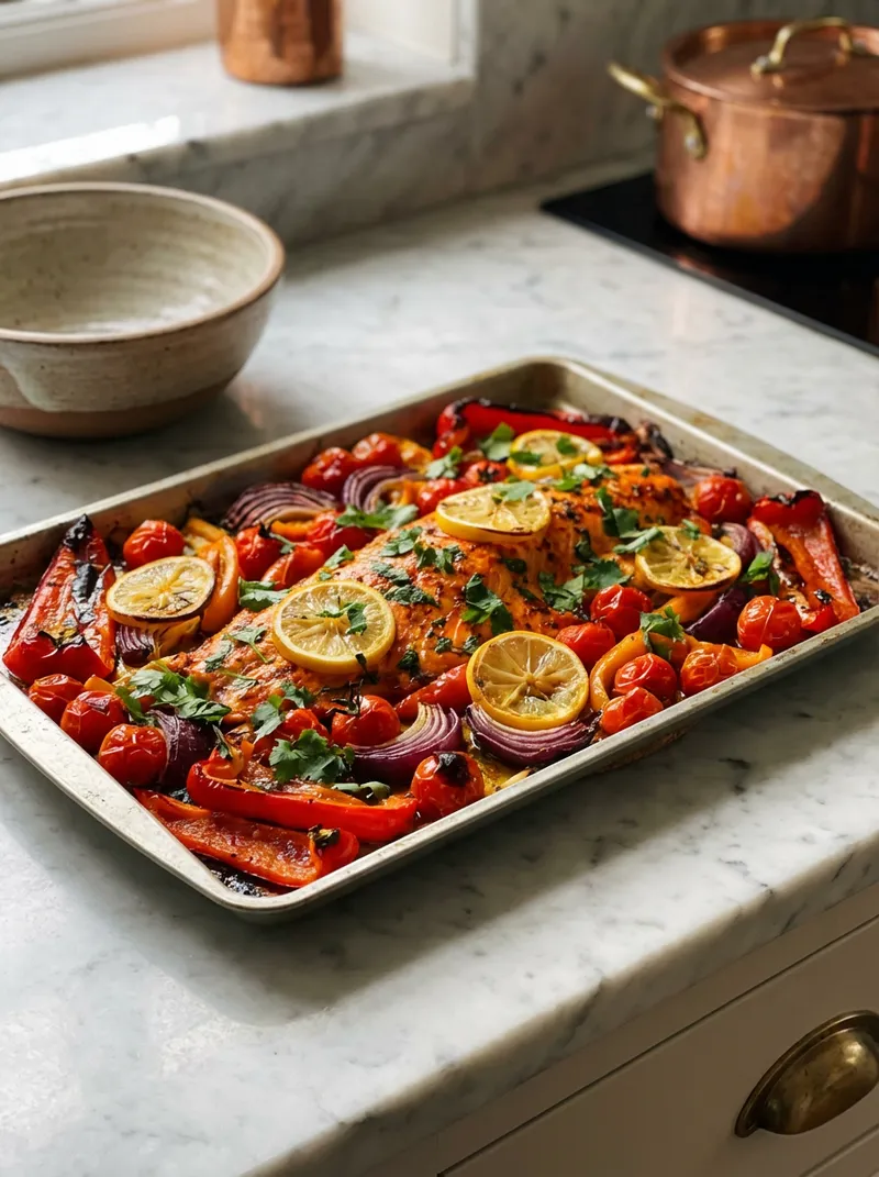 Harissa Salmon Traybake