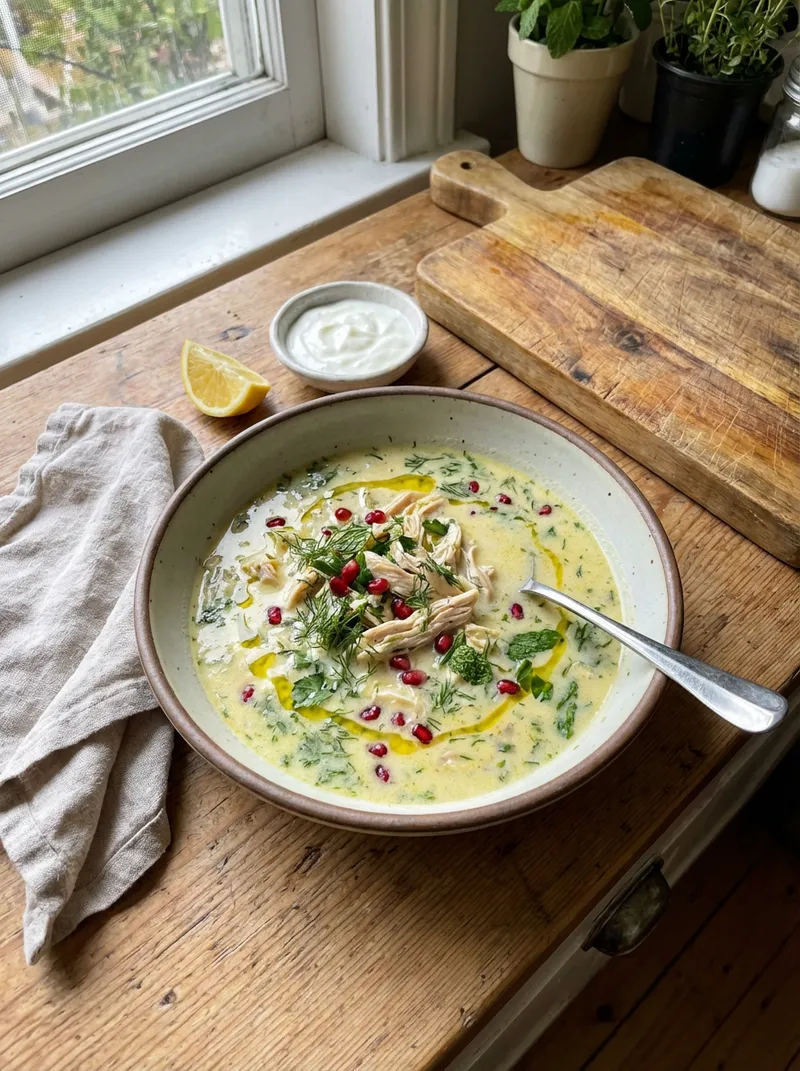 Herbed Yogurt Chicken Soup