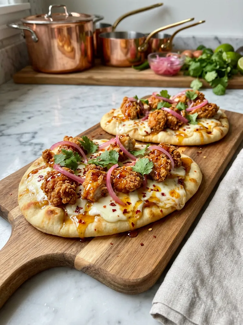 Hot Honey Chicken Naan Pizzas