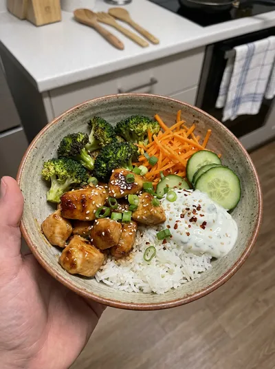 Hot Honey Chicken Rice Bowl