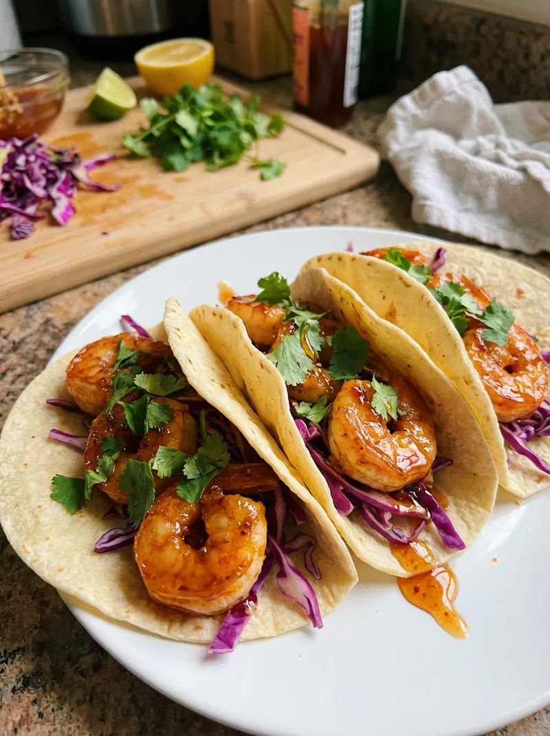 Hot Honey Shrimp Tacos