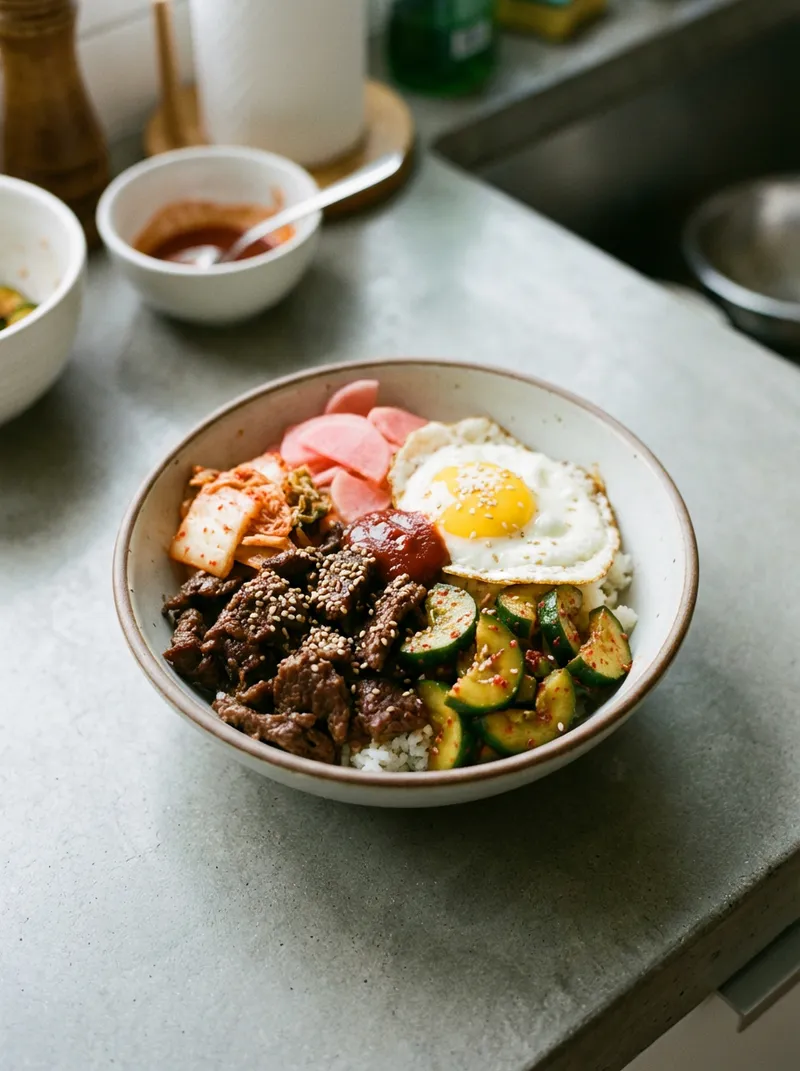 Korean Beef Cucumber Rice Bowls