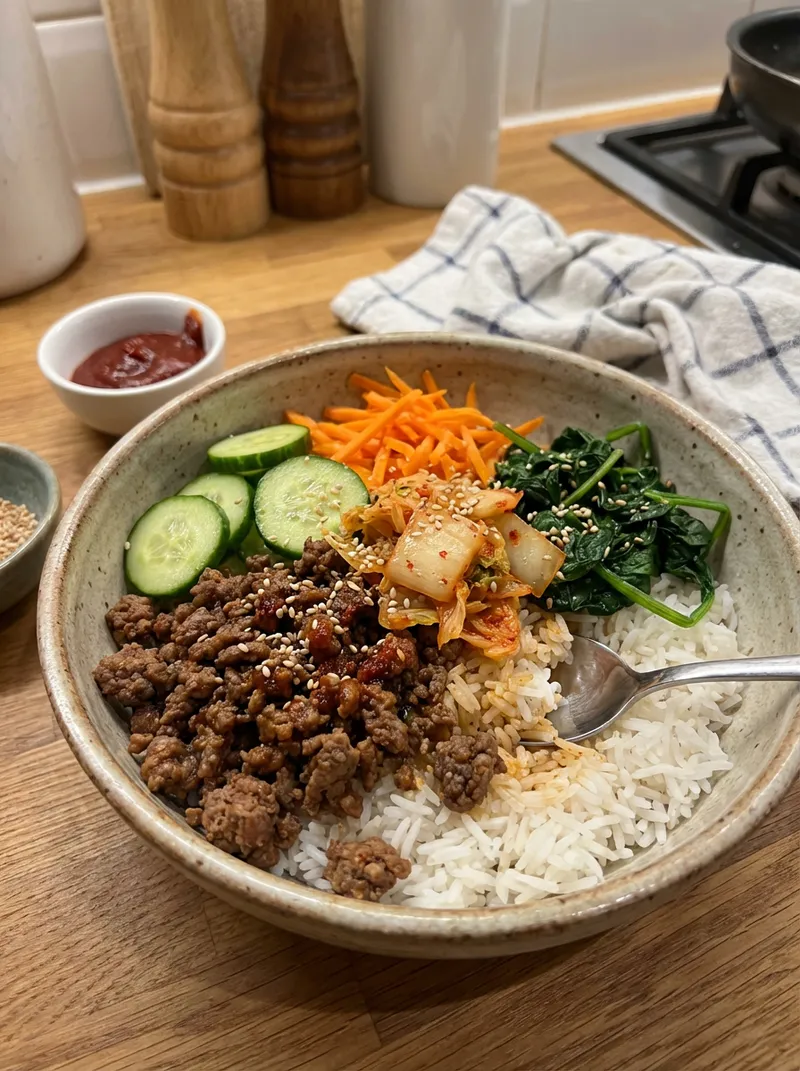 Korean Beef Kimchi Rice Bowl