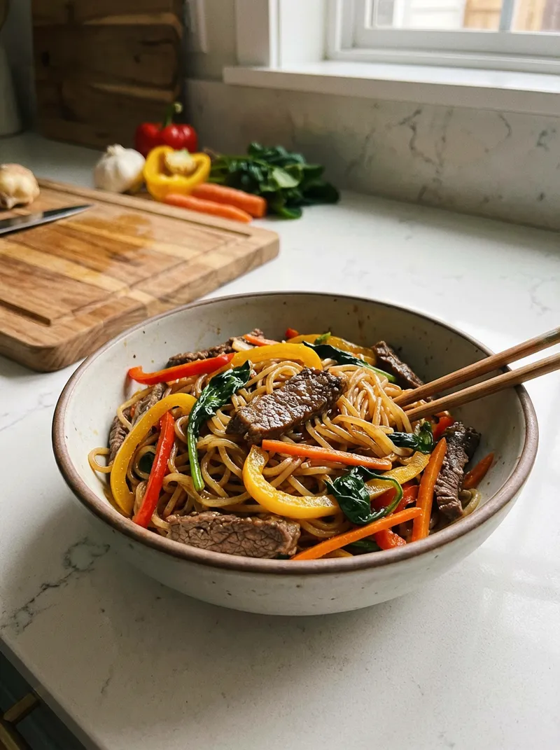 Korean Beef Noodle Stir-Fry