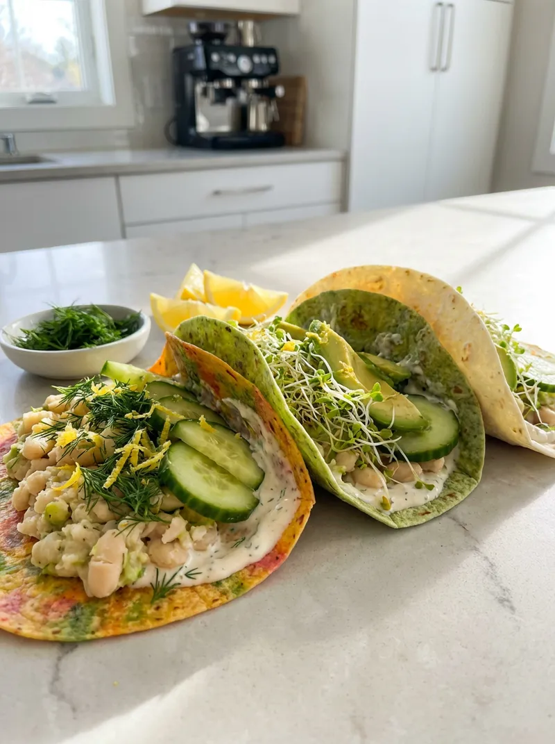 Lemon Dill White Bean Wraps
