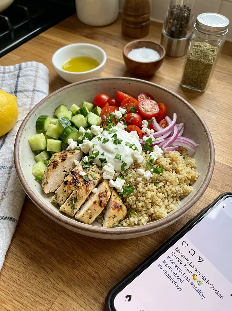 Lemon Herb Chicken Quinoa Bowl
