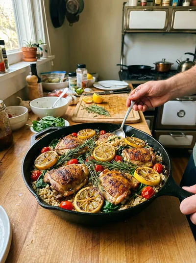 Lemon Herb Chicken Rice Skillet