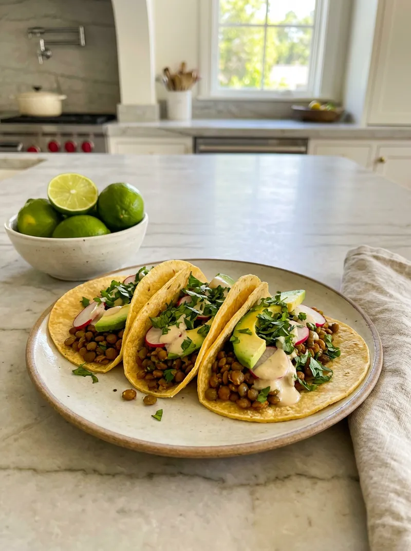 Lemon Herb Lentil Tacos