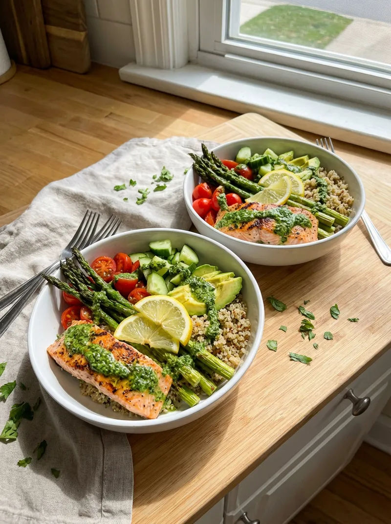 Lemon Herb Salmon Bowls